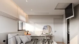 Janelas amplas com venezianas motorizadas (blackout)